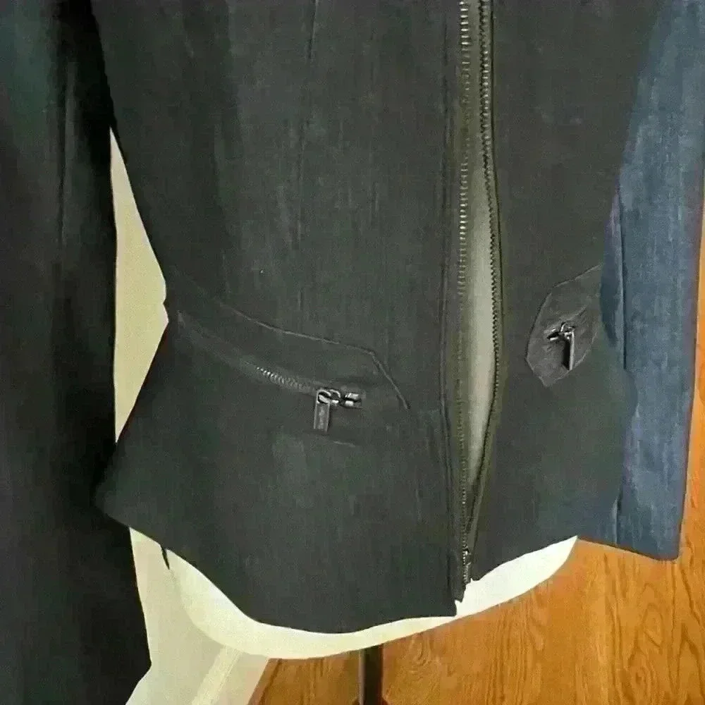 Calvin Klein Navy Blue Blazer Size 4 Zip Pockets - Picture 6 of 9